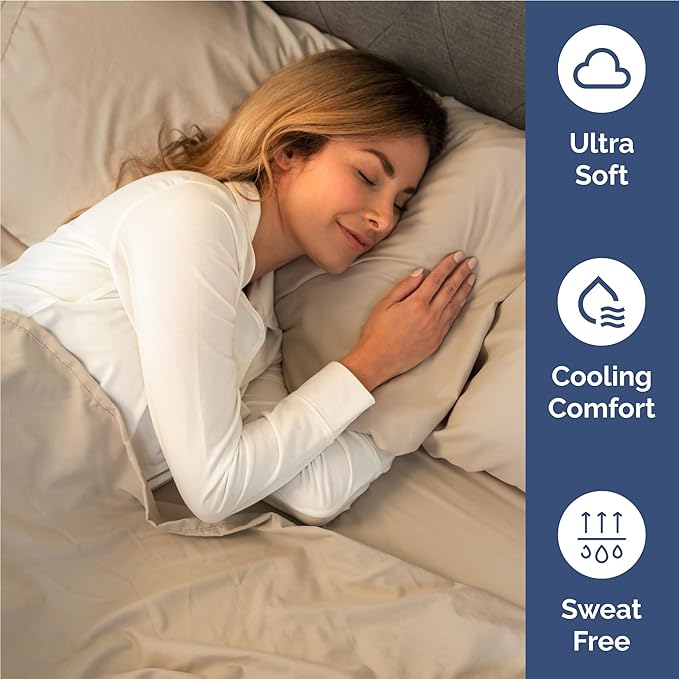Full 6 Piece Sheet Set - Comfy Breathable & Cooling - Ultra Soft Hotel Luxury Bedding Set with 8-16 Inch Deep Pockets - 1 Flat & 1 Fitted Sheet & 4 Pillowcases - Cozy, Wrinkle Free & Easy Care - Cream
