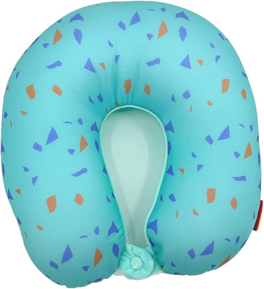 Bookishbunny U Shaped Micro Beads Microbead Neck Head Support Travel Pillow, 12"x12"x4" (ConfettiLightBlue)