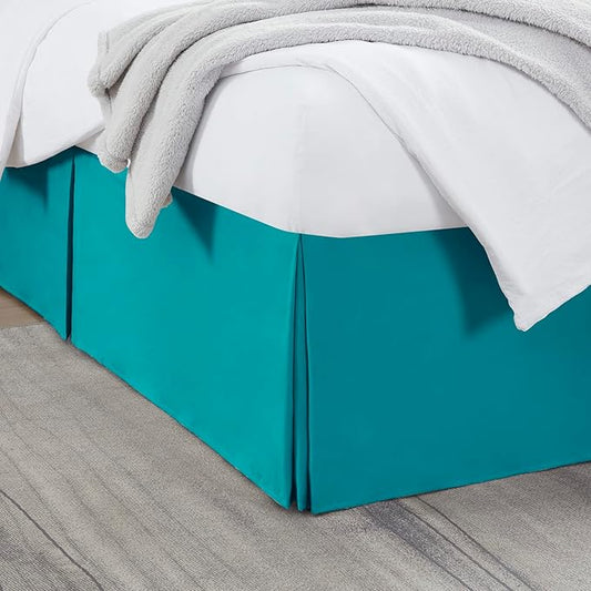 Nestl Teal Full XL Bed Skirt - Full XL Size Bed Skirt 14 Inch Drop - Brushed Microfiber Bed Skirts - Hotel Quality Pleated Bed Skirt - Shrinkage & Fade Resistant