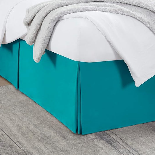 Nestl Teal Full Bed Skirt - Full Size Bed Skirt 14 Inch Drop - Brushed Microfiber Bed Skirts - Hotel Quality Pleated Bed Skirt - Shrinkage & Fade Resistant