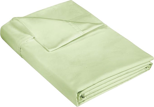 400 Thread Count 100% American Grown Cotton Flat Sheet - Cooling Sheets - Full Sheets - Luxury Sateen Weave - Full Flat Sheet Sold Separately - Super Soft Green Flat Sheet Only (Full, Florentine Sage)