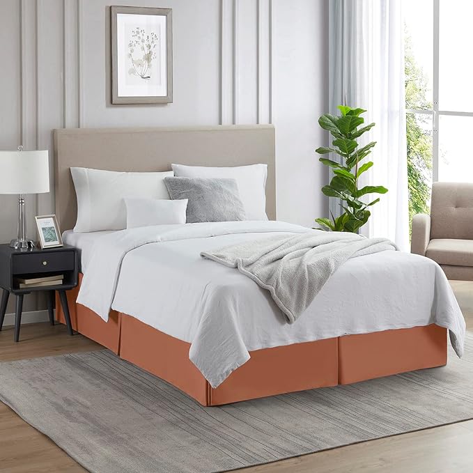 Nestl Rust Full Bed Skirt - Full Size Bed Skirt 14 Inch Drop - Brushed Microfiber Bed Skirts - Hotel Quality Pleated Bed Skirt - Shrinkage & Fade Resistant