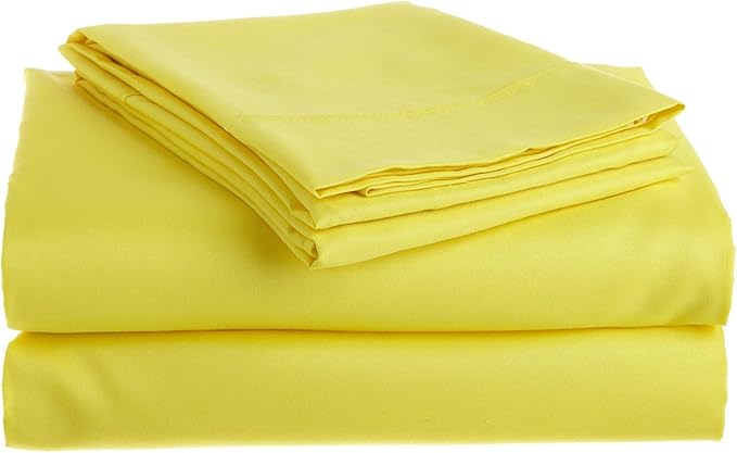 Full XL 100% Microfiber Double Brushed Sheet Set - Extra-Soft, Breathable & Wrinkle-Free - 15" Deep Pockets, 54" x 80" - Ideal for Extra Long Full Beds - 4PC Set (Full XL, Yellow)