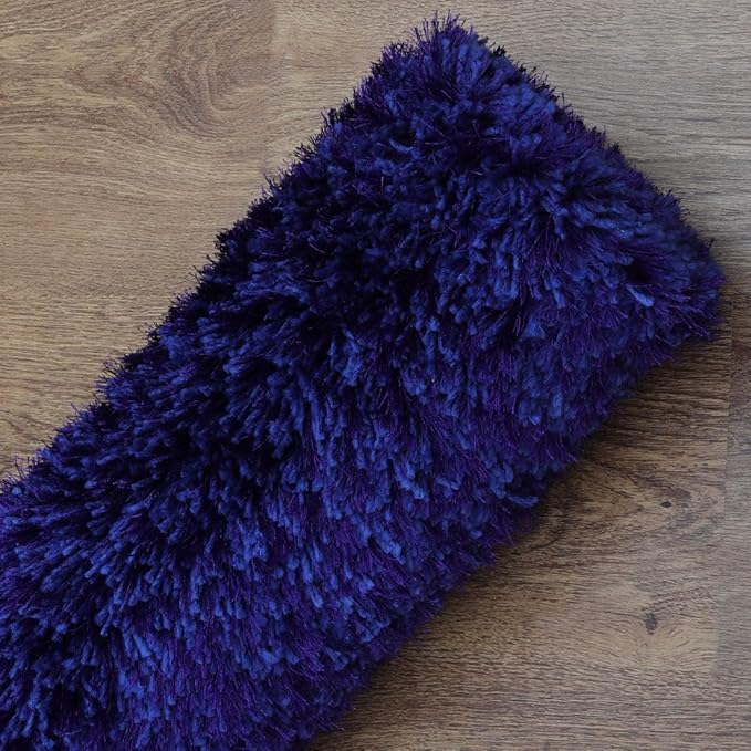 Hand Tufted SHAG Polyester ECO-Friendly Area Rugs - 4'x6', Rectangle, Blue, Solid Plain Design, High Pile Thick Handmade Anti Skid Area Rugs for Living Room, Bed Room K00111