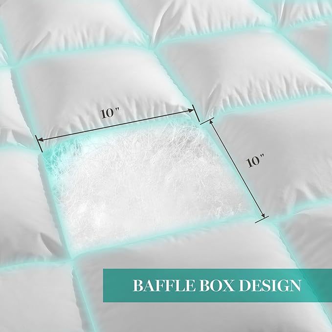Martha Stewart Extra Warmth White Goose Feather Down Fiber Comforter-Queen Size Duvet Insert, Noiseless Fabric with 70oz Filled Luxury Cloud Fluffy Bed Comforter with 8 Corner Loops, White 90x90inch