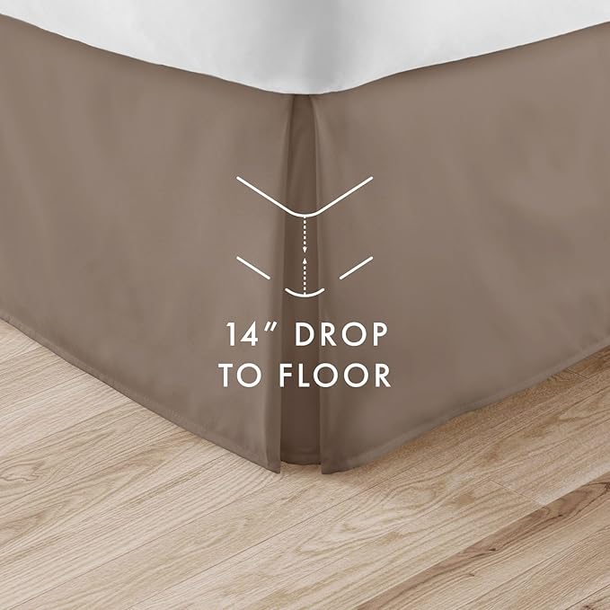 Linen Market Bed Skirt - Ultra Soft Microfiber - Easy Fit with 14 Inch Tailored Drop - Hotel Quality, Shrinkage & Fade Resistant - Bed Cover - Full Size Bed Skirts - Bedroom Décor - (Full, Taupe)