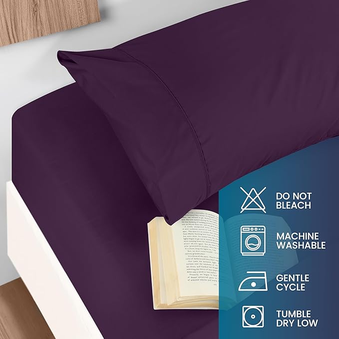 Utopia Bedding Queen Size 4 Piece Sheet Set - Brushed Microfiber - Soft Bed Sheets for Queen Size Bed Set - Includes 1 Fitted, 1 Flat, & 2 Pillow Cases - Deep Pocket (Purple)