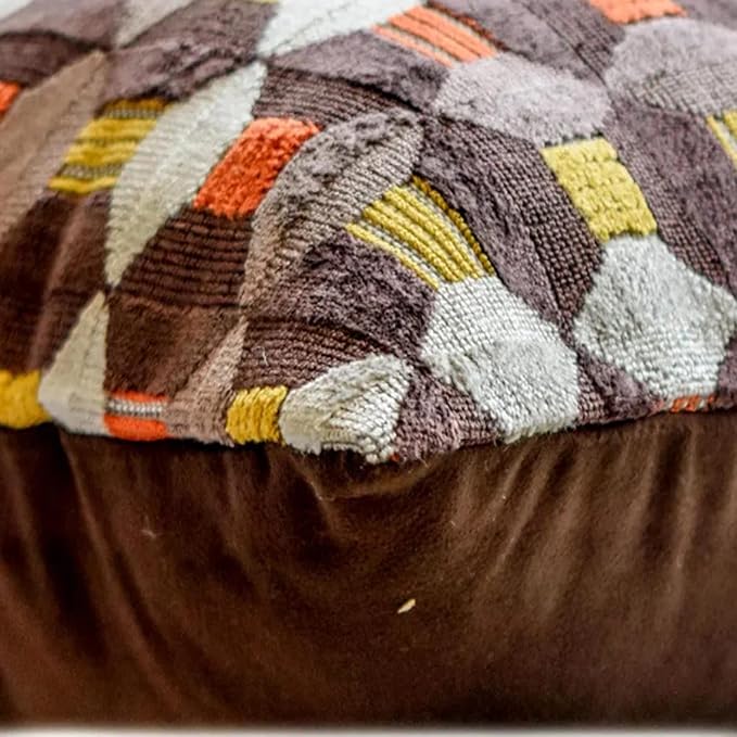 The HomeCentric Orange Bed Runner for King/Queen/Twin Velvet Decorative Bed Scarf 53"x18" Bed Runner Without Pillow Cover, Geometric Bed Scarf Bedroom Décor Accent - Orange Patterns