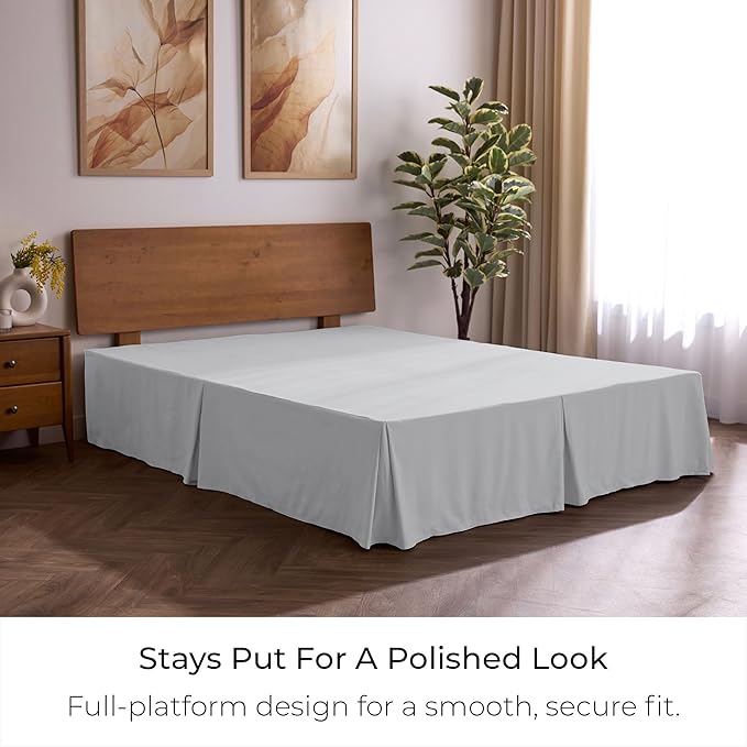 Mellanni Bed Skirt Queen Size - Bed Skirting - 15-Inch Tailored Drop Pleated Dust Ruffle - Hotel Luxury Bedding - Wrinkle, Fade, Stain Resistant - 1 Bedskirt (Queen, Light Gray)
