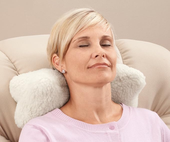 OakRidge Miles Kimball Sherpa Neck Cradle Pillow, 15” L x 7” W – 100% Polyester Fabric Neck Pillow with Contoured Butterfly Shape, Comfortable Travel Pillow with Extra Head and Shoulder Support