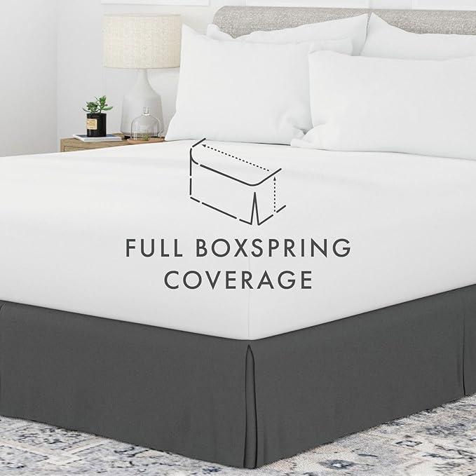 Linen Market Bed Skirt - Ultra Soft Microfiber - Easy Fit with 14 Inch Tailored Drop - Hotel Quality, Shrinkage & Fade Resistant - Bed Cover - Full Size Bed Skirts - Bedroom Décor - (Full, Gray)