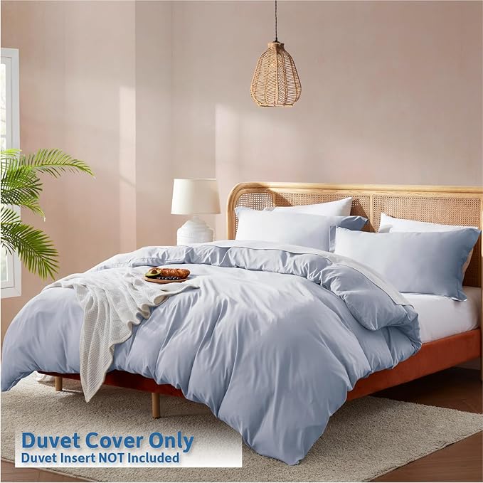 Nestl Twin Duvet Cover Set - Soft Double Brushed Ice Blue Duvet Cover Twin/Twin XL, 2 Piece, with Button Closure, 1 Duvet Cover 68x90 inches and 1 Pillow Sham