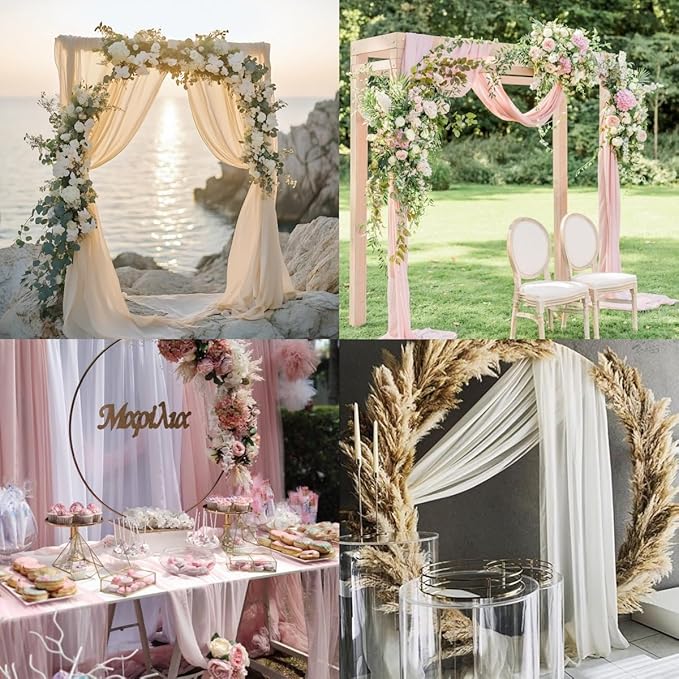 Socomi Purple Sheer Wedding Arch Draping Fabric 29" x 20Ft 1 Panel Outdoor Curtain Drapes Extra Long for Bridal Baby Shower Ceremony Birthday Party Decor