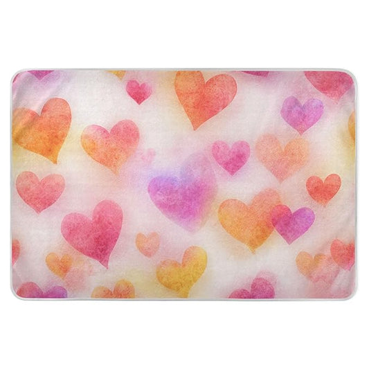 Waterproof Bed Pad Reusable Changing Pad Toddler Mattress Protector Large Pee Pad Baby Diaper Pad Soft Washable Liner Valentine Watercolor Heart Pink