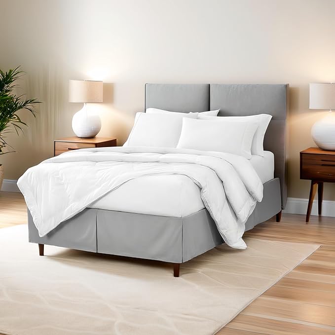 Bare Home Full Bed Skirt - 15-Inch Tailored Drop Easy Fit - Bed Skirt for Beds - Center & Corner Pleats (Full, Sand)