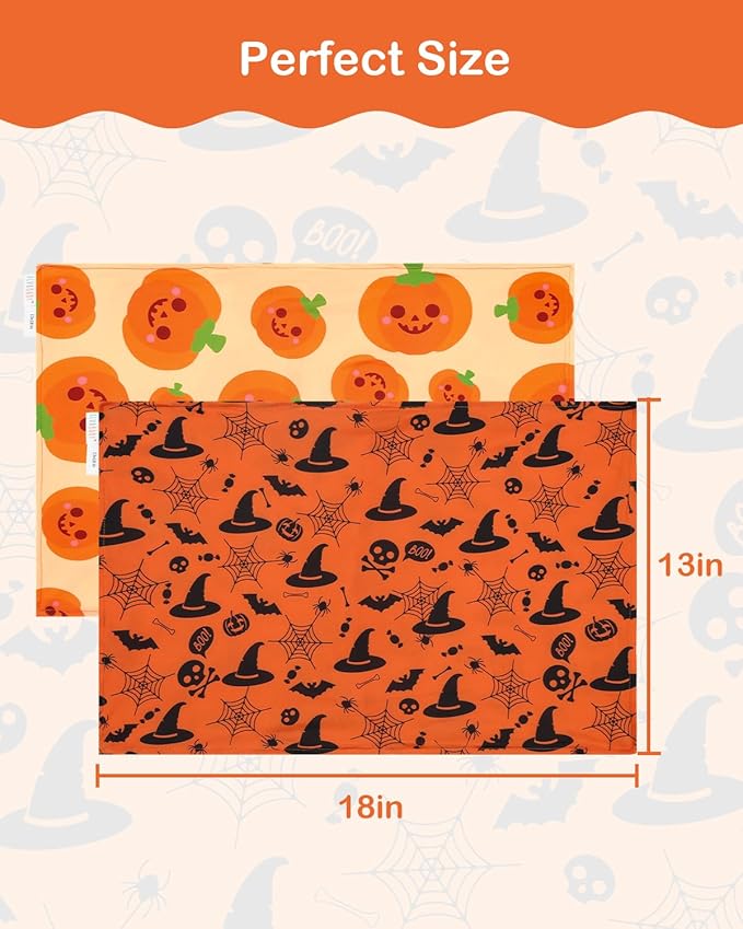 ALVABABY Toddler Pillowcases Stretchy Soft Kids Pillow Cover 2 Pack Fit 13"x 18" or 12"x16" Envelope for Girl Boy Sleepy Travel Halloween 2TPE34A