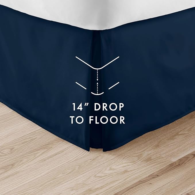 Linen Market Bed Skirt - Ultra Soft Microfiber - Easy Fit with 14 Inch Tailored Drop - Hotel Quality, Shrinkage & Fade Resistant - Bed Cover - King Bed Set - Bedroom Décor - (King, Navy)