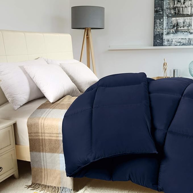Utopia Bedding Comforter Duvet Insert, Quilted Comforter with Corner Tabs, Box Stitched Down Alternative Comforters Queen Size (Navy)