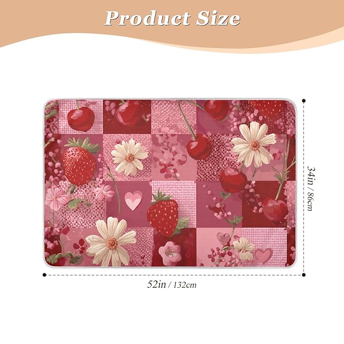 Waterproof Bed Pad Reusable Changing Pad Toddler Mattress Protector Large Pee Pad Baby Diaper Pad Soft Washable Liner Red Checkered Floral Cherry Strawberry