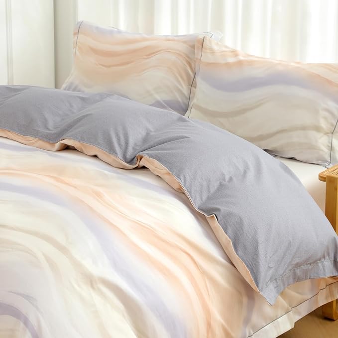 OAITE Duvet Cover Set Twin Size Floral Pattern Ultra Soft 100% Cotton Duvet Cover Sets 3-PC, Breathable Duvet Cover with Zipper Closure & Corner Ties(2 Pillow Shams,1 Duvet Cover)