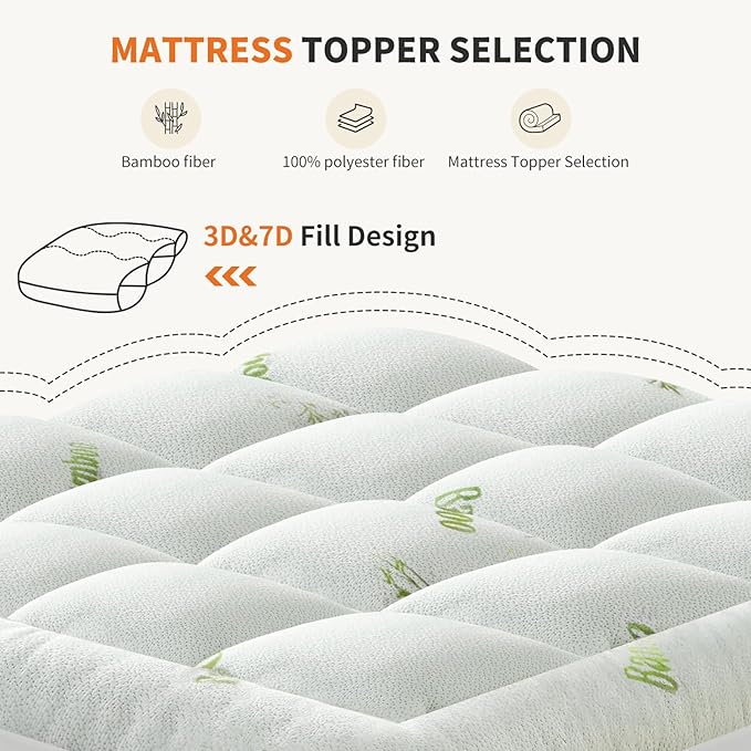 Sweetcrispy Ultra Soft Mattress Topper Twin Size - Viscose Made from Bamboo Pillow Top Mattress Pad for Breathable Cooling & Back Pain Relief, Deep Pocket Comfort Bed Topper, Green
