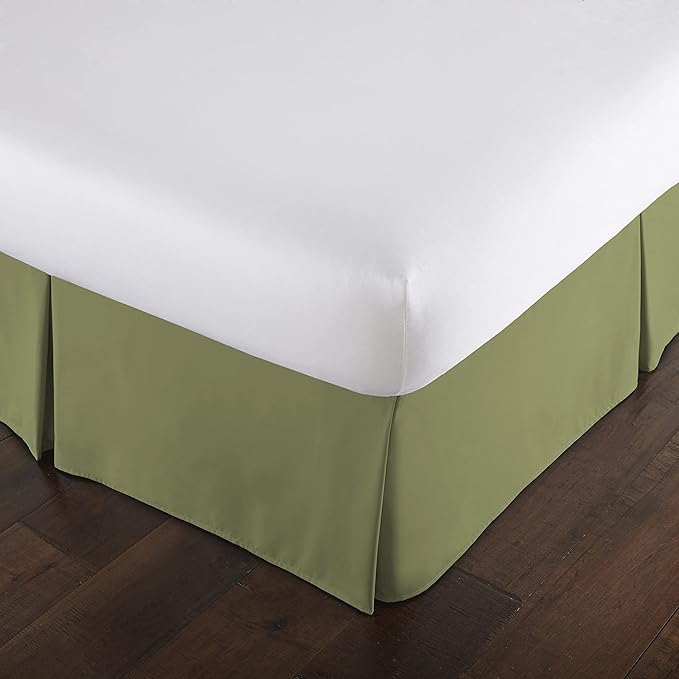 Southshore Fine Living, Inc. Twin Size Bed Skirt, 14-Inch Drop Pleated Bed Skirt for Twin Mattress, Dust Ruffle for Twin Size Bed, Sage Green