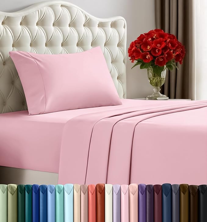 Utopia Bedding Twin Bed Sheets Set - 3 Piece Bedding - Brushed Microfiber - Shrinkage and Fade Resistant - Easy Care (Crystal Pink)