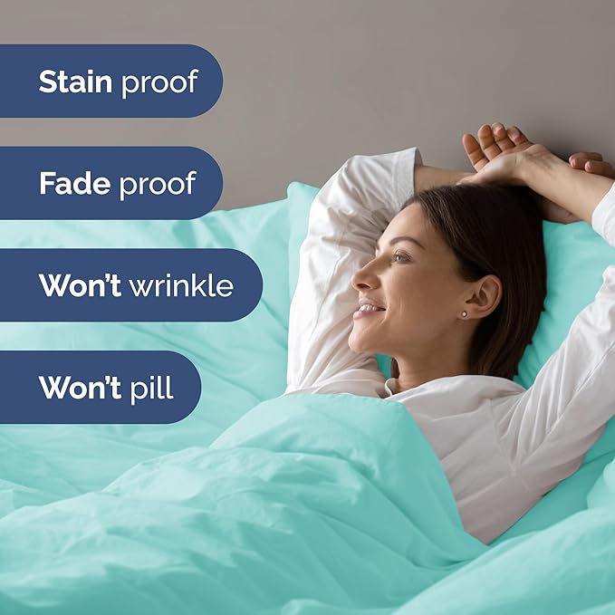 Duvet Cover Cal King Size - Extra Soft Cal King Size Duvet Cover - Lightweight, Breathable, Easy Care & Fade Free w/ Zipper Closures & Ties - 104" x 98" Inches - (Spa Blue) Comforter Not Included