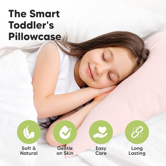 KeaBabies Toddler Pillowcase 13"x18" - Organic Cotton Toddler Pillowcase for Kids, Boys, Girls, Soft & Durable Cotton Cover for Miniature Sleepy Pillows,Cute Colors,Pillow Sold Separately(Mist Pink)