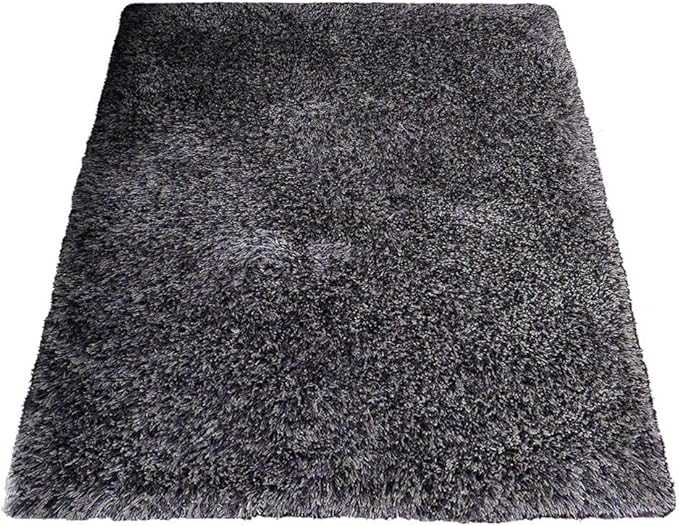 Hand Tufted SHAG Polyester ECO-Friendly Area Rugs - 5'x8', Rectangle, Blue White, Solid Plain Design, High Pile Thick Handmade Anti Skid Rugs for Living Room, Bed Room K00111