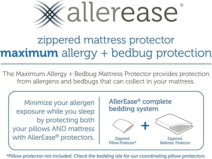 AllerEase Waterproof Mattress Protector, Maximum Allergy Mattress Protector, King Mattress Cover