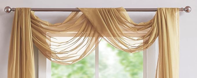 Warm Home Designs Caramel Gold Sheer Window Scarf. Valance Scarves are 54 X 144 Inches. Great As Wedding Arch Draping Fabric, Bed Canopy Or for Decorative Project. AM Gold 144"