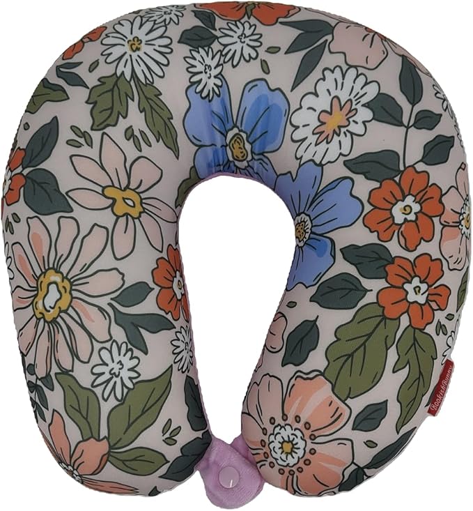 Bookishbunny U Shaped Micro Beads Microbead Neck Head Support Travel Pillow, 12"x12"x4" (PastelFlower)