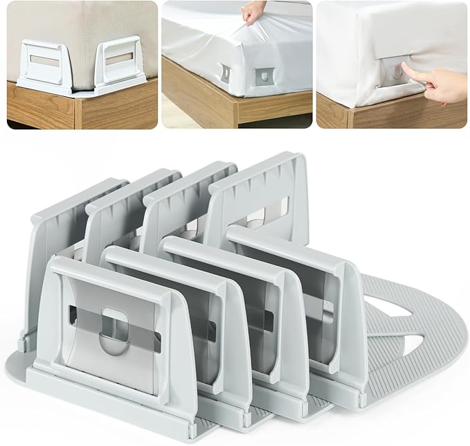 VOOWO Bed Sheet Holders For Corners - Bed Lock Sheet Holder Keep Sheets Firm & Tight, Heavy Duty Fitted Sheets Corner Holders, Mattress Corner Clips Bedsheet Gripper For King Queen Size Beds, Set of 4