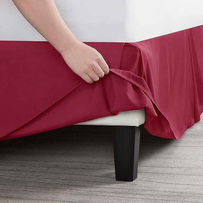 Nestl Red Heaven Full Bed Skirt - Full Size Bed Skirt 14 Inch Drop - Brushed Microfiber Bed Skirts - Hotel Quality Pleated Bed Skirt - Shrinkage & Fade Resistant