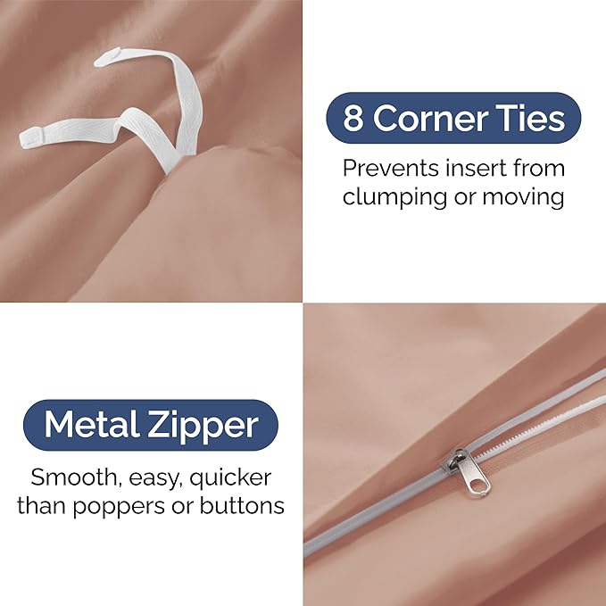 Duvet Cover Twin/Twin XL Size - Extra Soft Twin/Twin XL Size Duvet Cover - Lightweight & Breathable & Fade Free with Zipper Closures and Ties - 68" x 90" Inches - (Mauve) Comforter Not Included
