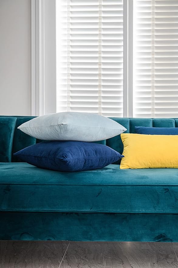 Throw Pillow Covers 18x18 Navy Blue: Pack of 2 Cozy Soft Velvet Square Modern Luxury Decorative Throw Pillow Cases for Sofa Couch Living Room Bed Home Decor
