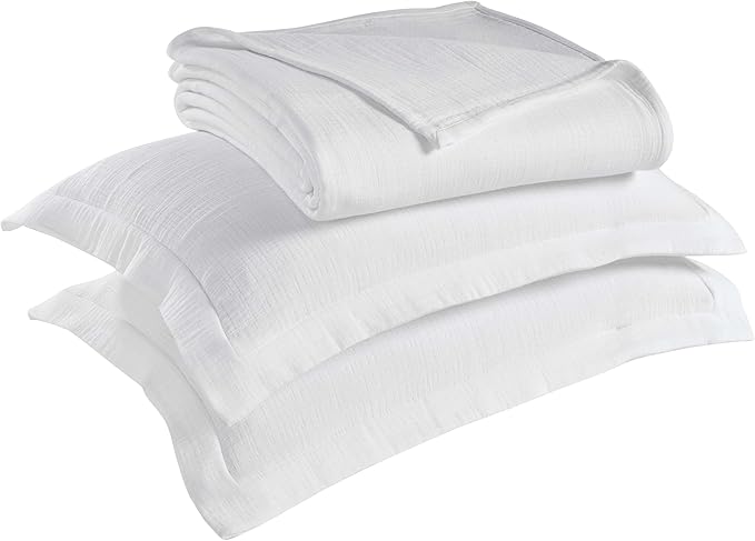 Superior 3 Piece Cotton Reversible Bedspread and Sham Set, Home Bed Decor, Decorative Bed Spread, 2 Pillow Shams, Medium Weight, Matelasse Coverlet Bedding, Valencia Collection, California King, White
