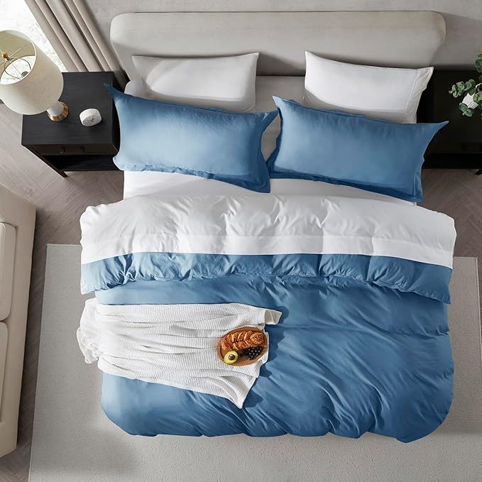 Nestl Blue Heaven Duvet Cover Queen Size - Soft Prewashed Queen Duvet Cover Set, 3 Piece, with Zipper Closure, 1 Duvet Cover 90x90 inches and 2 Pillow Shams