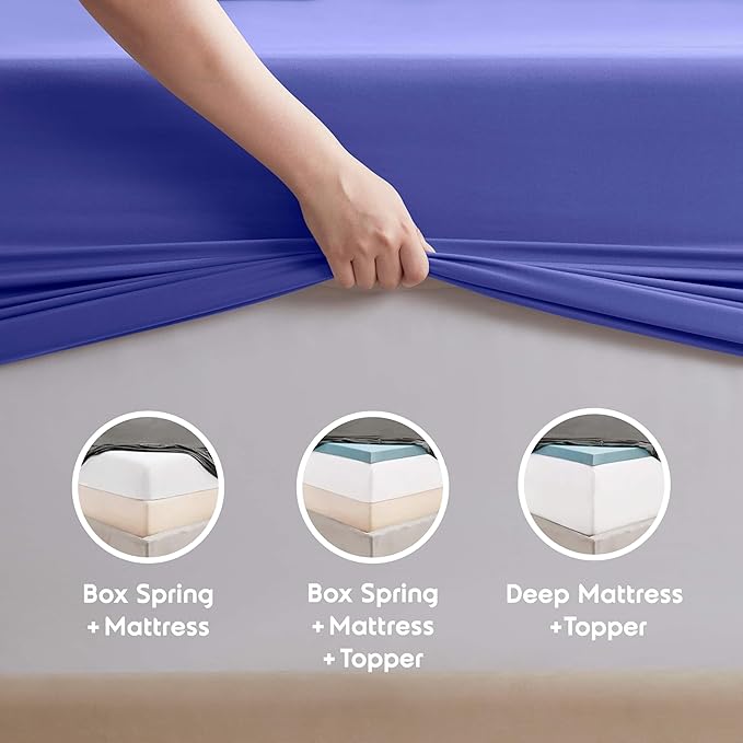 Nestl Queen Sheet Set - Luxury 1800 Ultra-Soft Microfiber Bed Sheets - Double Brushed - Deep Pockets - Easy Fit - 4 Piece Set - Bedding Sheets & Pillowcases (Queen, Royal Blue)