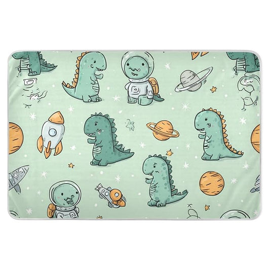 Waterproof Bed Pad Reusable Changing Pad Toddler Mattress Protector Large Pee Pad Baby Diaper Pad Soft Washable Liner Green Planet Dinosaurs