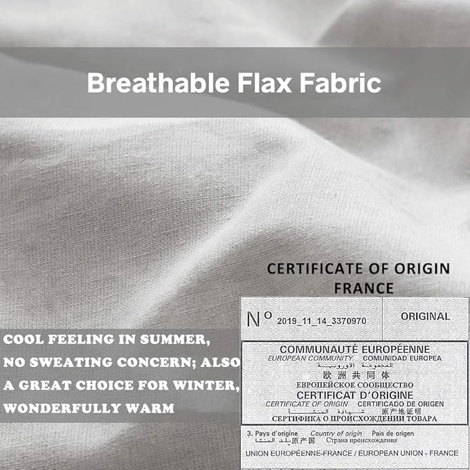 Simple&Opulence 100% French Linen Euro Shams with Embroidery (26'' x 26'') - Pack of 2 - Pre Washed Solid Color Natural Flax Soft Breathable - Grey