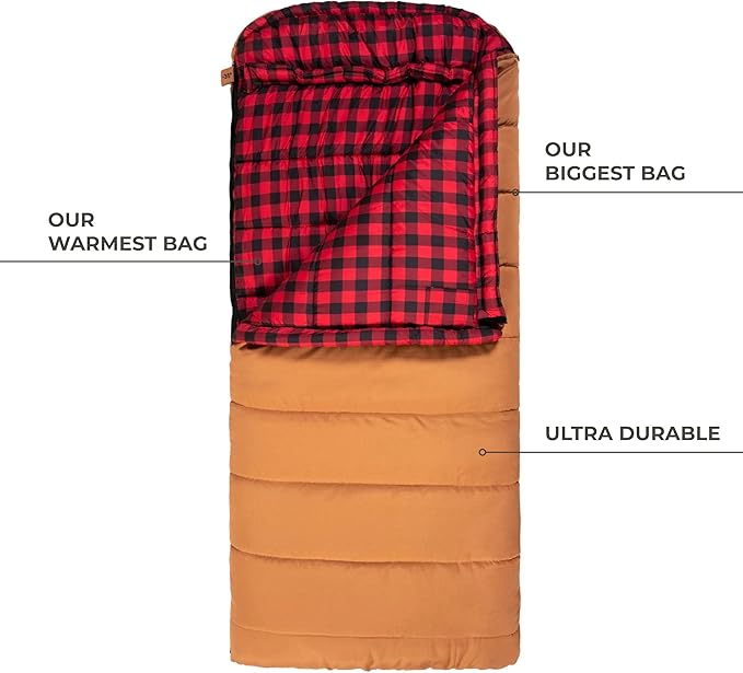 TETON Sports Deer Hunter Sleeping Bag, Warm and Comfortable Camping Sleeping Bag, Teton Tough Canvas Shell for Camping, Hunting, and Cold Weather