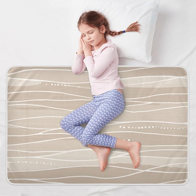 Waterproof Bed Pad Reusable Changing Pad Toddler Mattress Protector Large Pee Pad Baby Diaper Pad Soft Washable Liner Light Brown Boho Wave