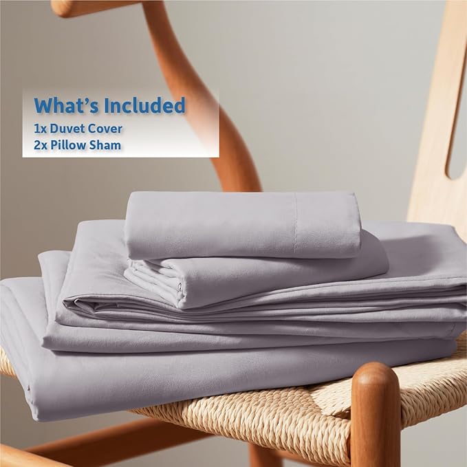 Nestl Grey Lavender Duvet Cover King Size - Soft Double Brushed King Duvet Cover Set, 3 Piece, with Button Closure, 1 Duvet Cover 104x90 inches and 2 Pillow Shams
