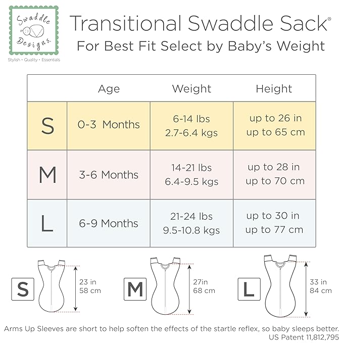 SwaddleDesigns Transitional Swaddle Sack, Arms Up Half-Length Sleeves & Mitten Cuffs, Swaddle for Newborn Transition to Baby Sleep Sack Wearable Blanket, Med, 3-6 month, 14-21 lb, Pink Tiny Triangles