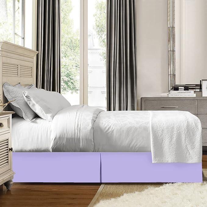 Bed Skirt - Soft Quadruple Pleated Ruffle - Easy Fit with 16 Inch Tailored Drop - Hotel Quality, Shrinkage and Fade Resistant//Lilac/California King