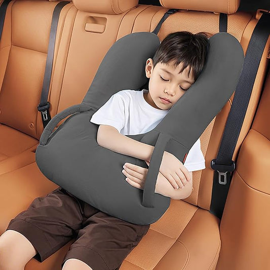 BEBAS U-Shaped Kids Travel Pillow for Car Travel Accessories for Children Adults - Soft Breathable Supports Neck Head for Sleeping - Adjustable Strap for Airplane Long Road Trip