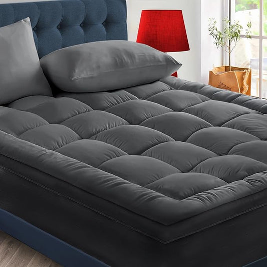 CYMULA Mattress Topper Super Queen Size - Extra Thick Cooling Mattress Pad Cover for Back Pain - Soft Mattress Protector Bed Topper Pillow Top with 8-21 Inch Deep Pocket 3D Snow Down Alternative Fill