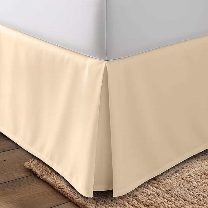 Utopia Bedding King Bed Skirt - Soft Quadruple Pleated Ruffle - Easy Fit with 16 Inch Tailored Drop - Hotel Quality, Shrinkage and Fade Resistant (King, Beige)